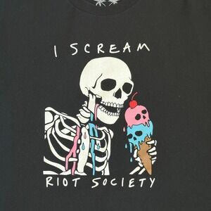 Riot Society I Scream Skeleton Ice Cream Graphic TShirt Black M rock grunge punk